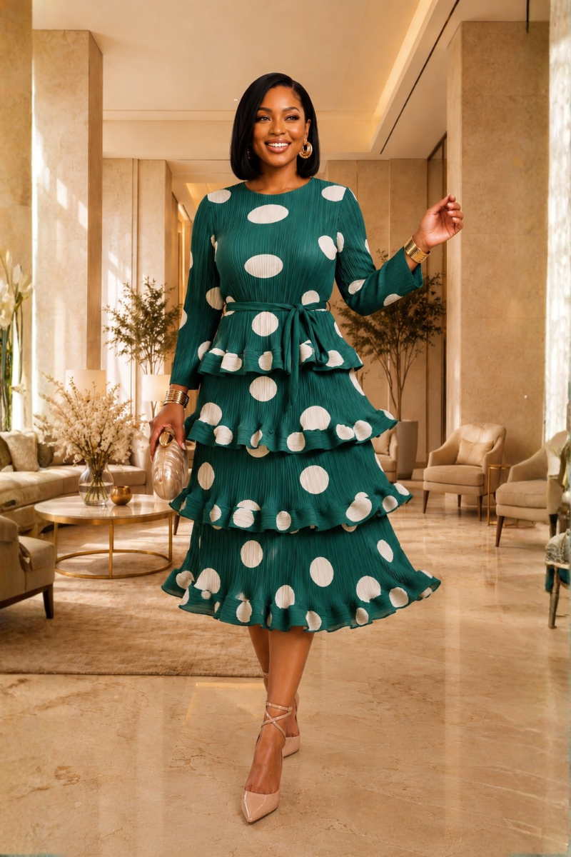 Emerald Polka Dot Dress
