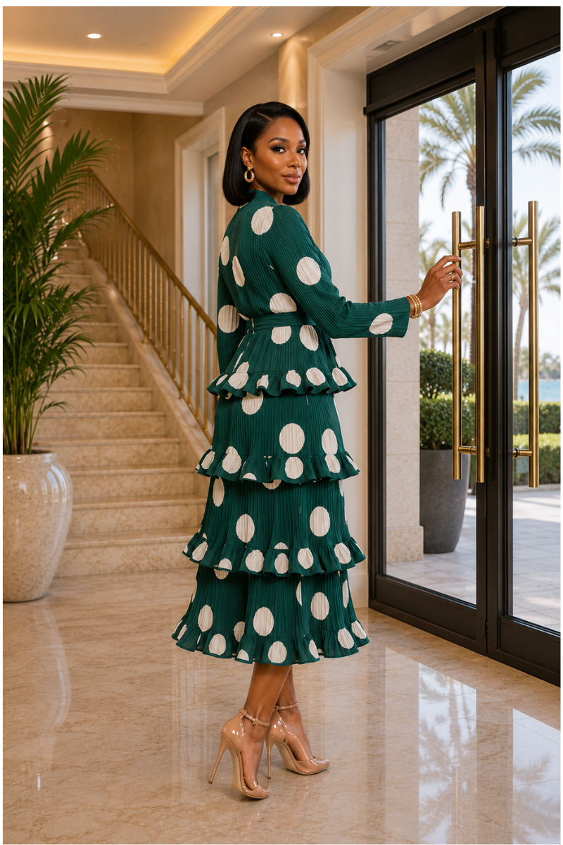 Emerald Polka Dot Dress
