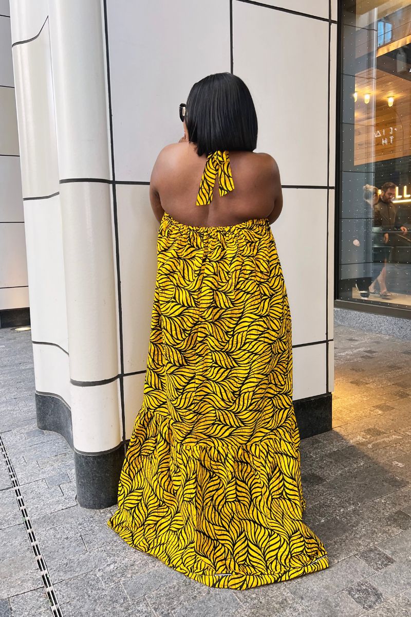 MIKAYLA AFRICAN PRINT DRESS/YELLOW