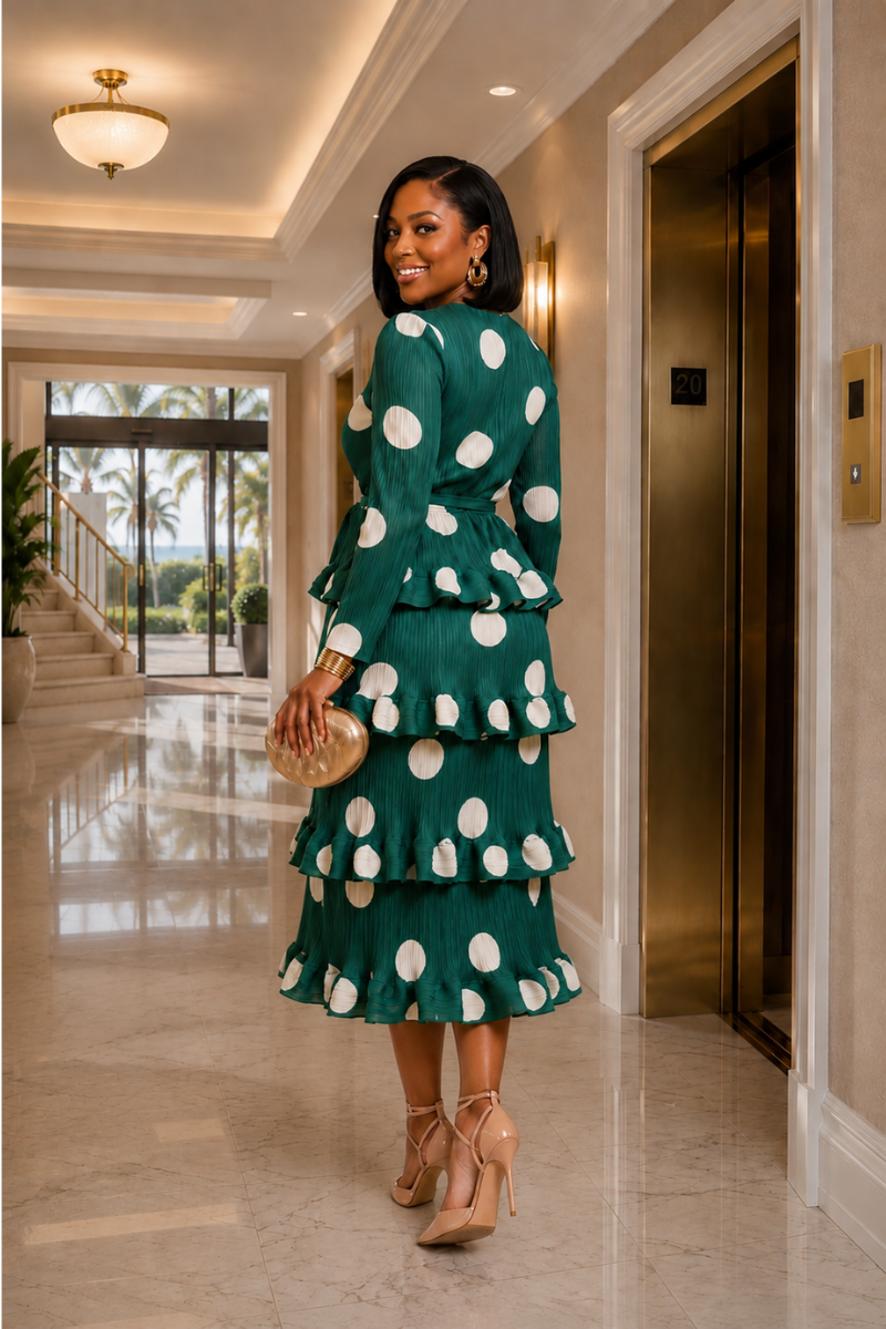 Emerald Polka Dot Dress