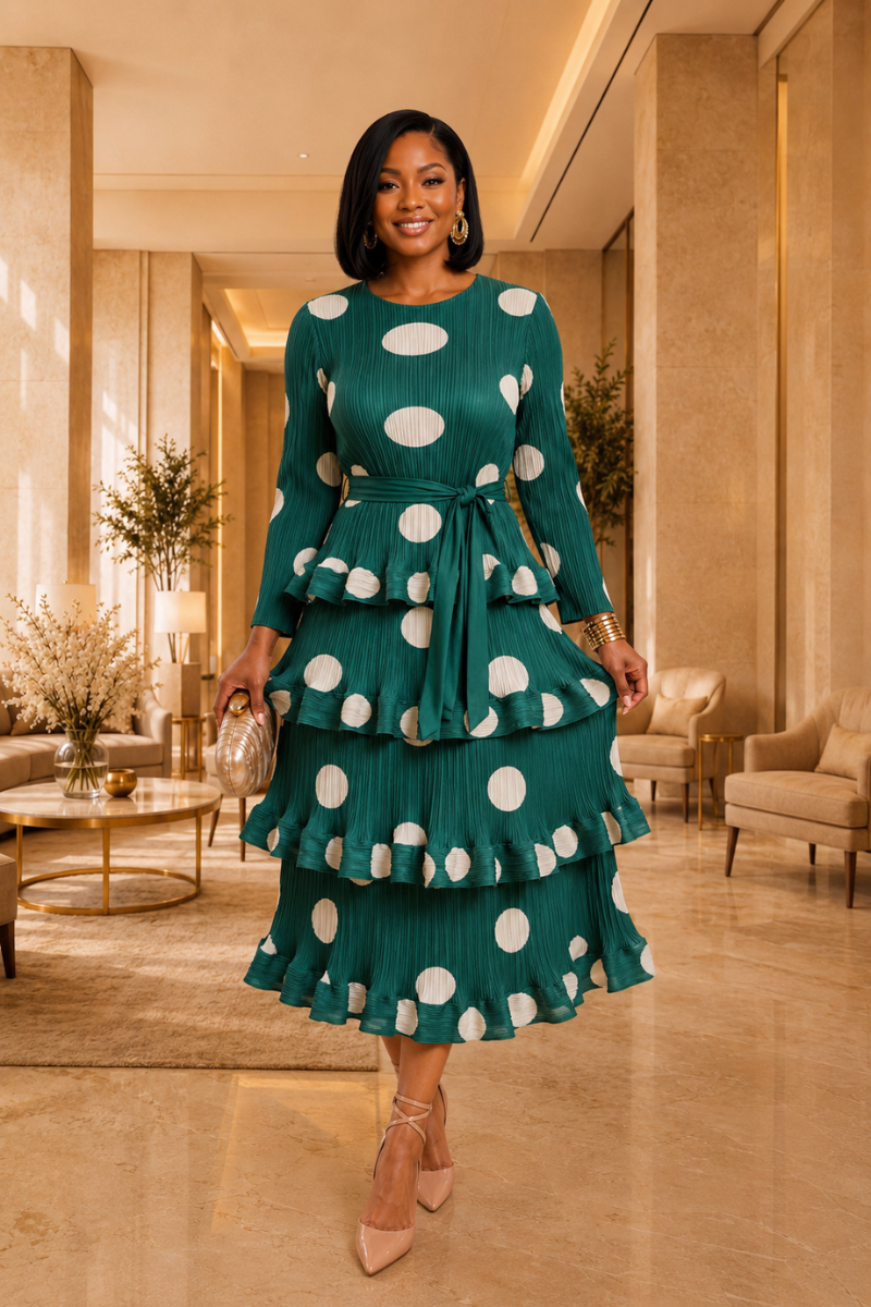 Emerald Polka Dot Dress