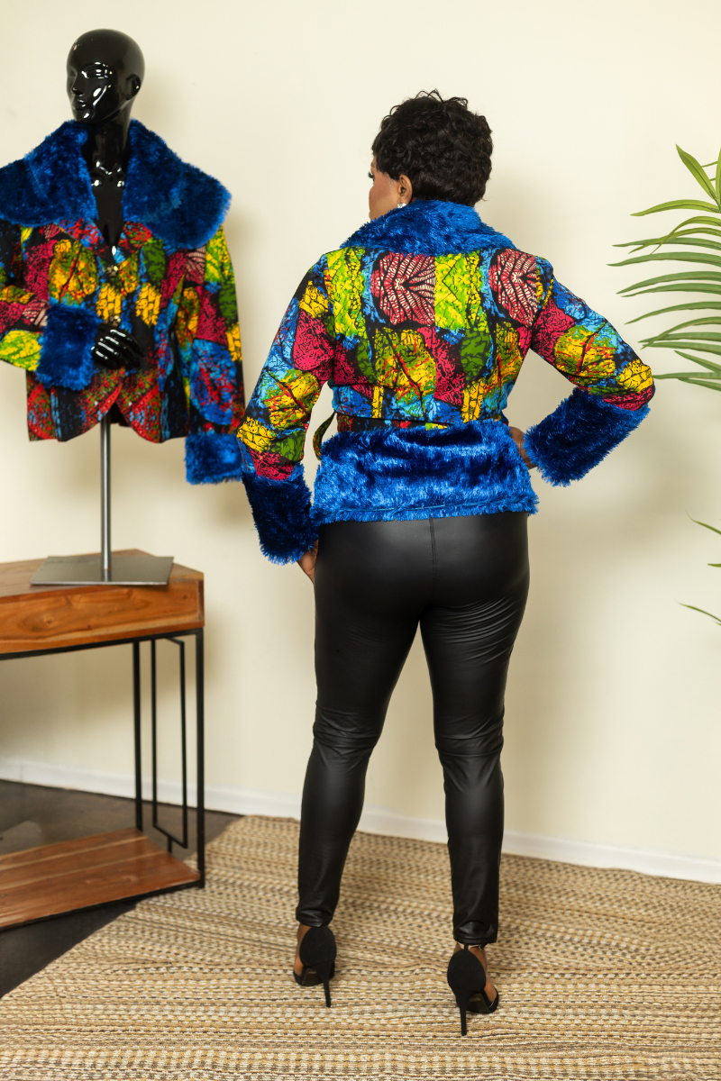 BRITTANY CHIC ANKARA FUR JACKET BELTED