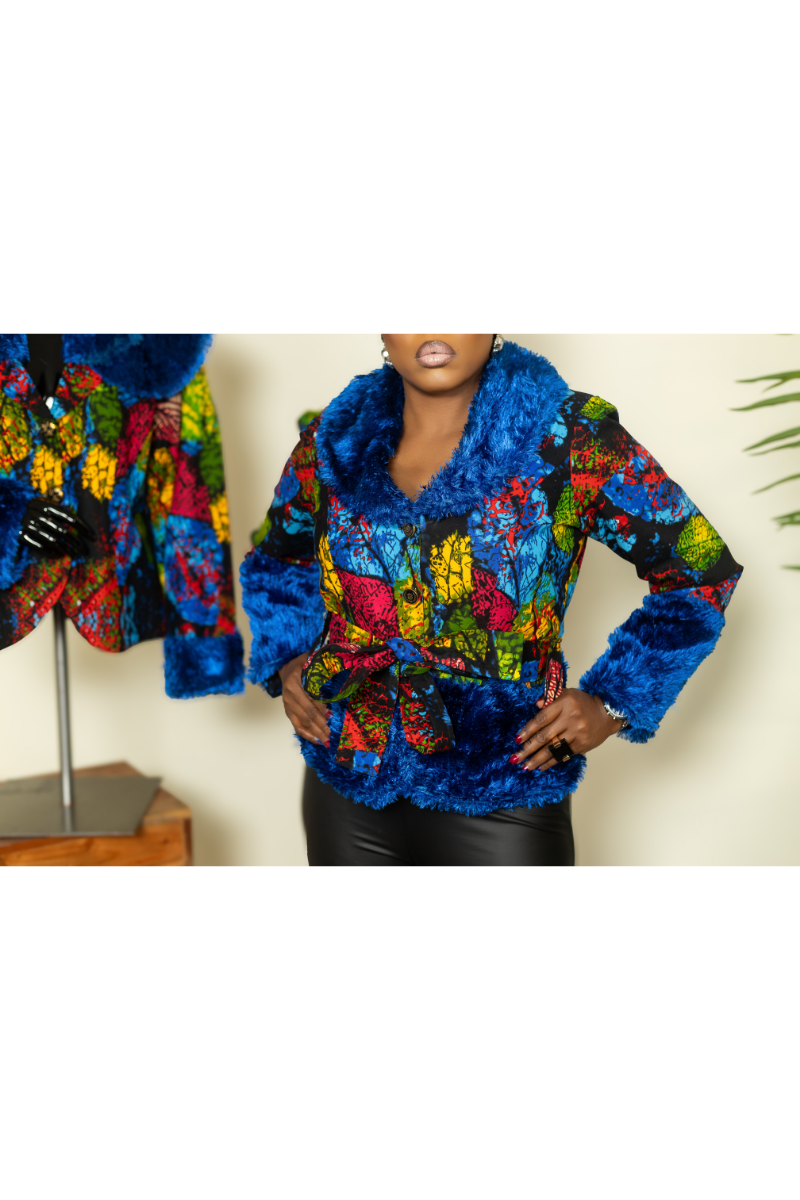 BRITTANY CHIC ANKARA FUR JACKET BELTED