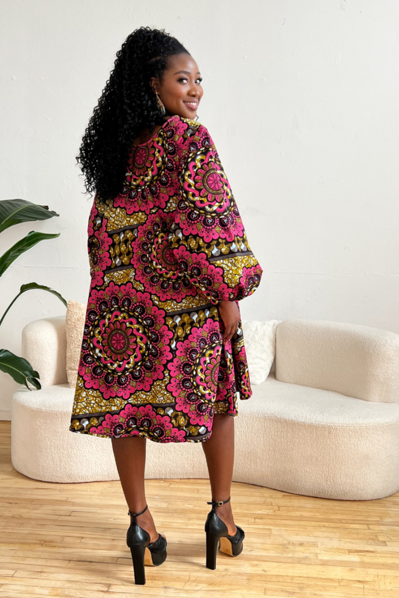 OLA AFRICAN PRINT FLARE DRESS