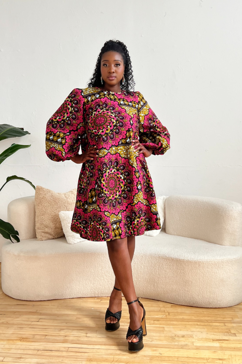 OLA AFRICAN PRINT FLARE DRESS