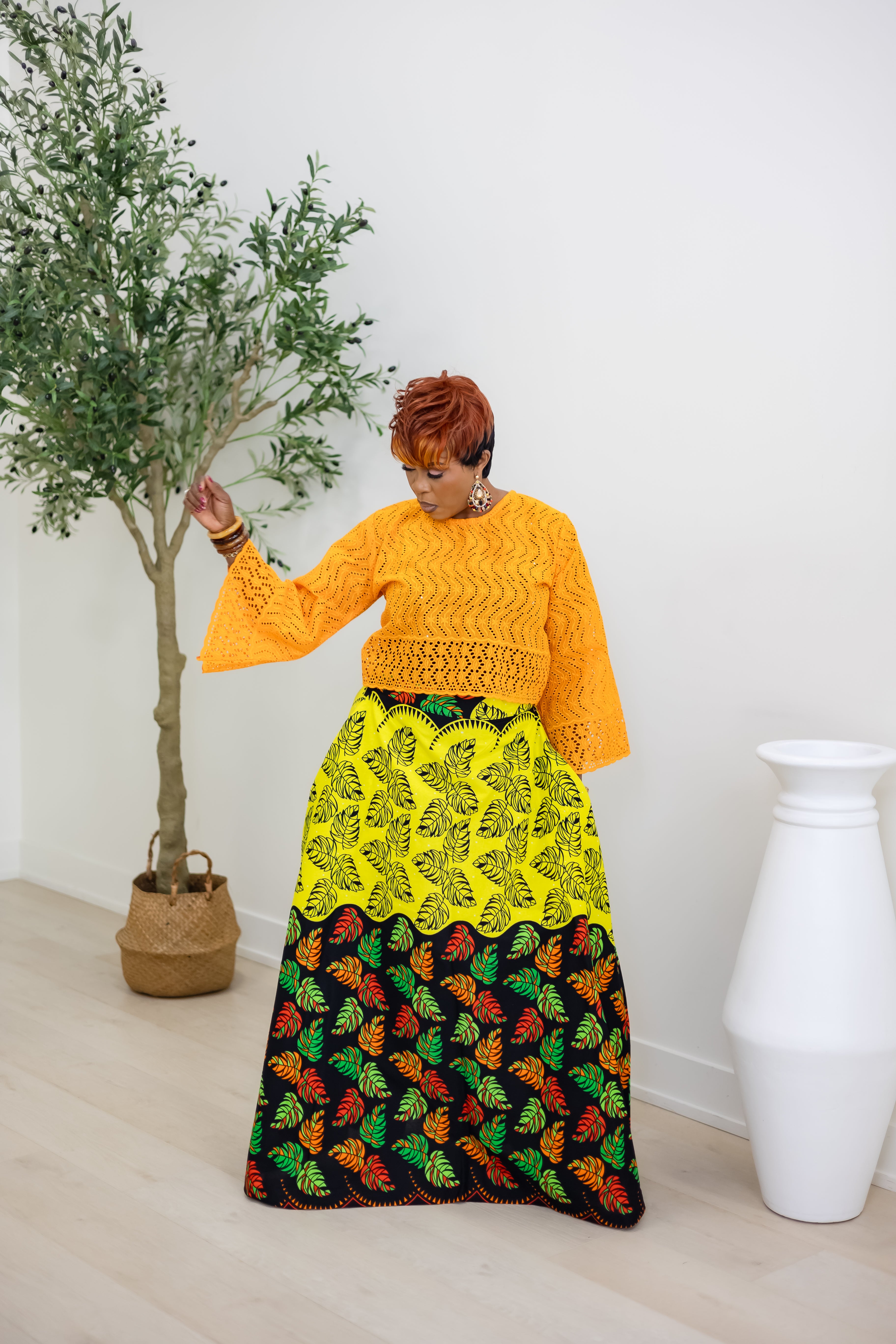ABIKE SKIRT SET/ORANGE 1