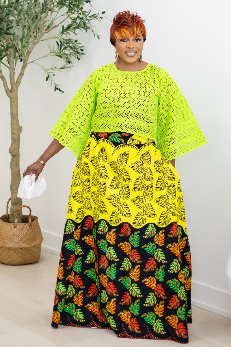 ABIKE  SKIRT SET/ LEMON GREEN